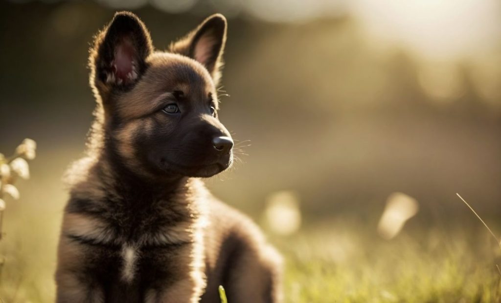 belgian malinois puppy in nature