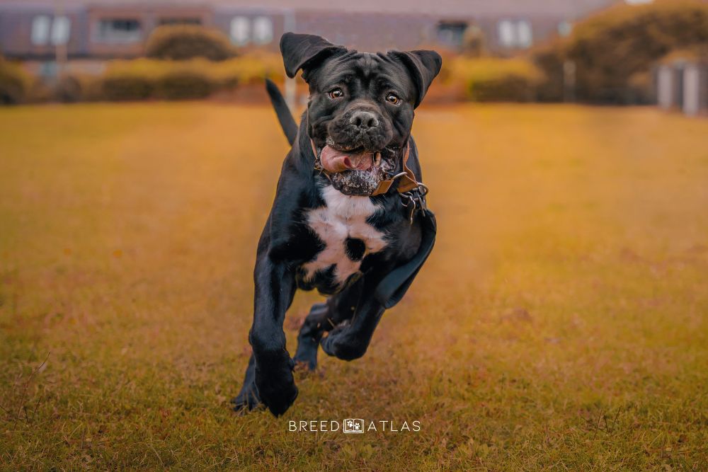 cane corso puppy running in nature