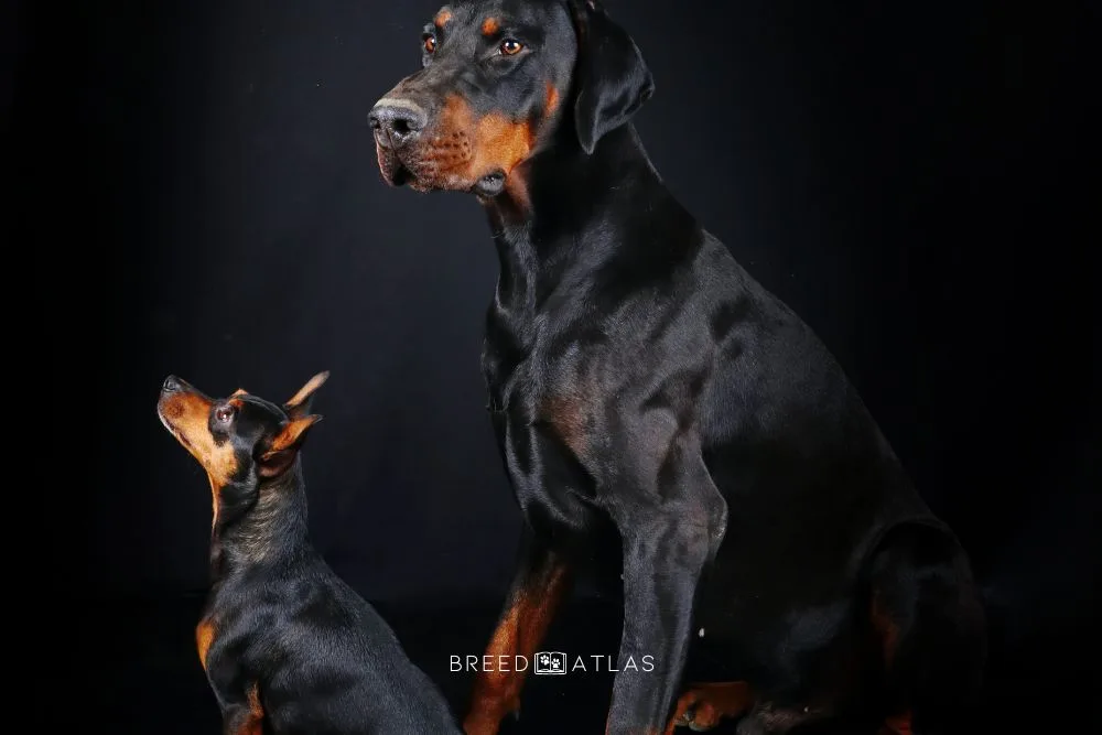 size difference between doberman and miniature doberman